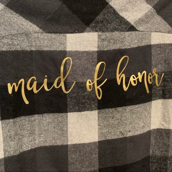 NWT "Maid of Honor" Flannel Plaid Button Down Shirt M - Picture 5 of 11